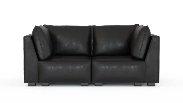 Elaine – Black Vegan Leather, Two Seater Sofa