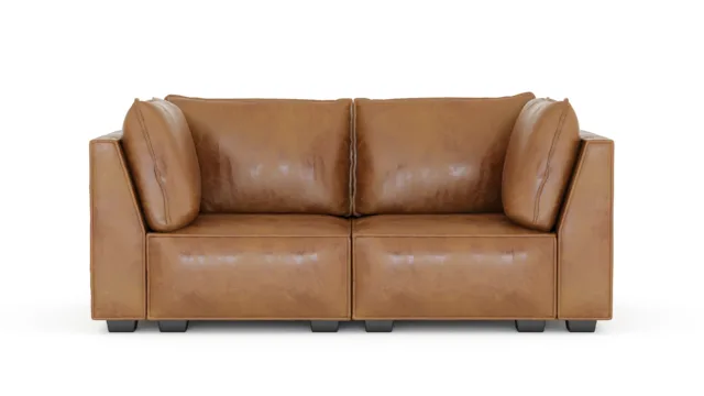 Elaine – Brown Vegan Leather, Two Seater Sofa