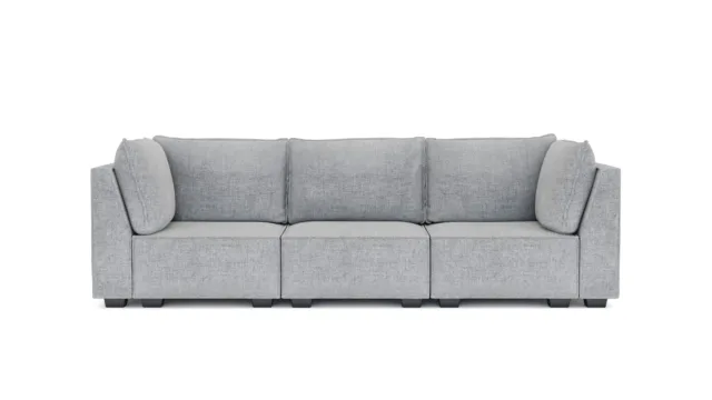 Elaine – Light Grey Linen, Three Seater Sofa