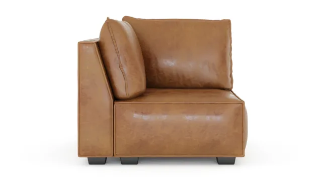 Elaine – Brown Vegan Leather, Left Corner