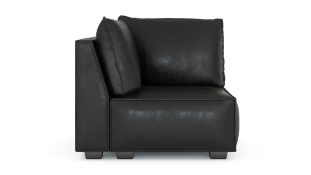 Elaine – Black Vegan Leather, Left Corner