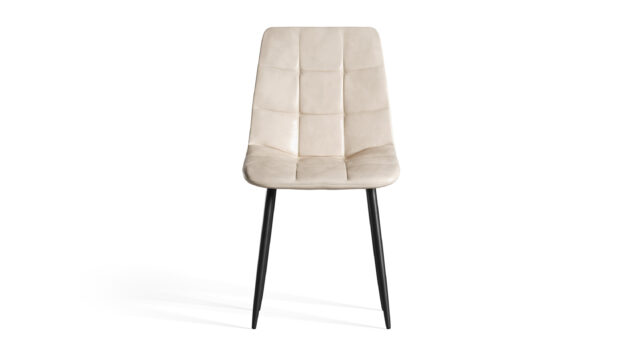 Modern Dining Chair – Cream Vegan Leather And Black Metal Legs, Wolfgang