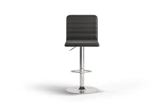 Barstool – Black Vegan Leather and Chrome Base, Arna