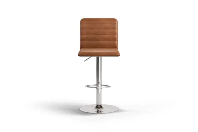 Barstool – Brown Vegan Leather and Chrome Base, Arna