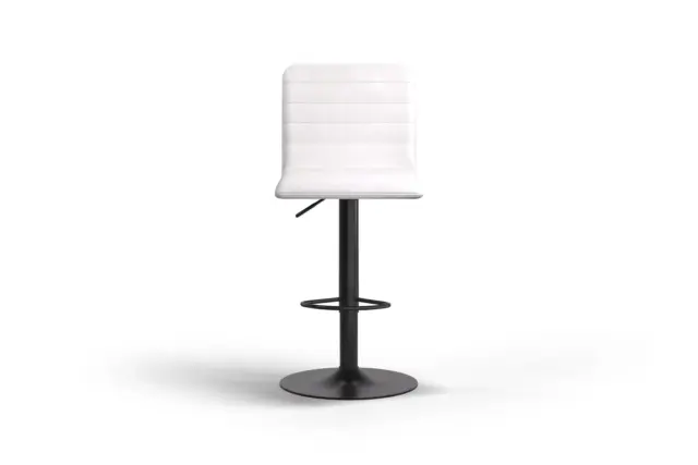 Barstool – White Vegan Leather and Black Base, Arna