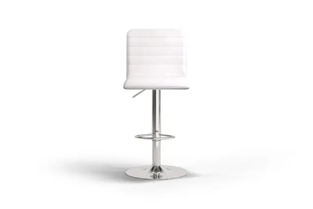 Barstool – White Vegan Leather and Chrome Base, Arna