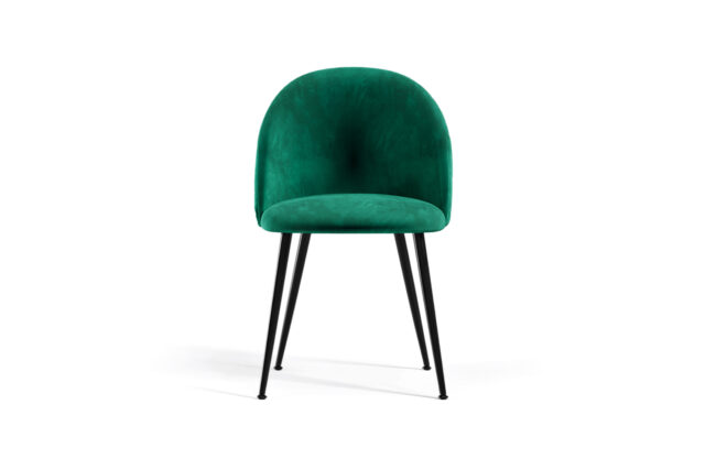 Modern Dining Chair – Green And Black Metal Legs, Diona