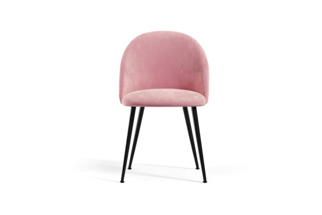 Modern Dining Chair – Pink And Black Metal Legs, Diona