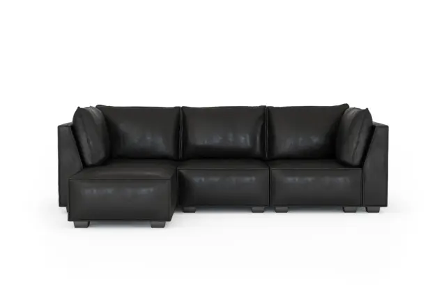 Elaine – Black Vegan Leather, Corner (Sectional)