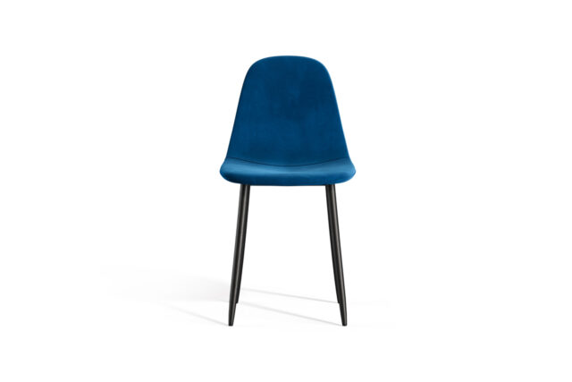 Modern Dining Chair – Blue And Black Metal Legs, Evdano