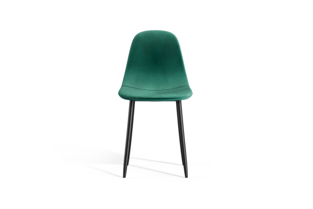 Modern Dining Chair – Green And Black Metal Legs, Evdano