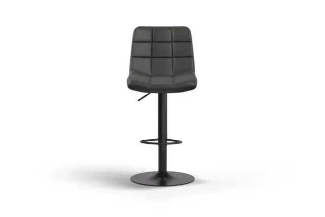 Barstool – Black Vegan Leather and Black Base, Lenora