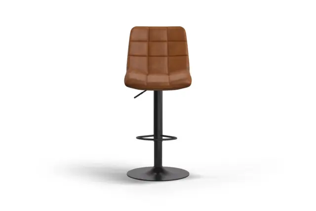 Barstool – Brown Vegan Leather and Black Base, Lenora
