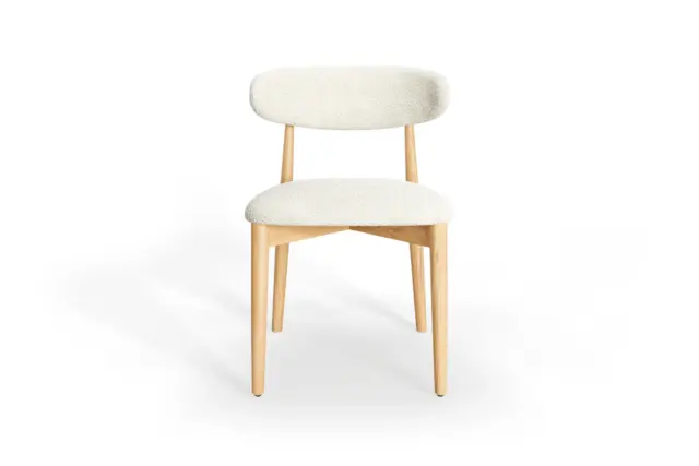 Leona Dining Chair – Beech – White Boucle