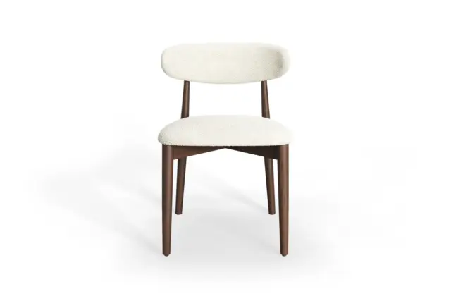 Leona Dining Chair – Walnut – White Boucle