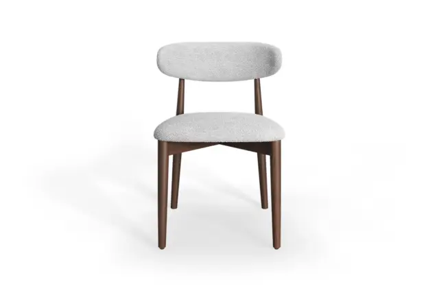 Leona Dining Chair – Walnut – Grey Boucle