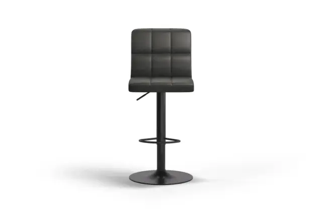 Barstool – Black Vegan Leather and Black Base, Olivia