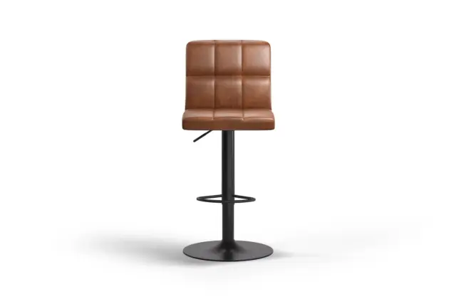 Barstool – Brown Vegan Leather and Black Base, Olivia