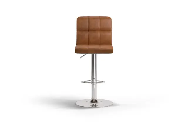 Barstool – Brown Vegan Leather and Chrome Base, Olivia