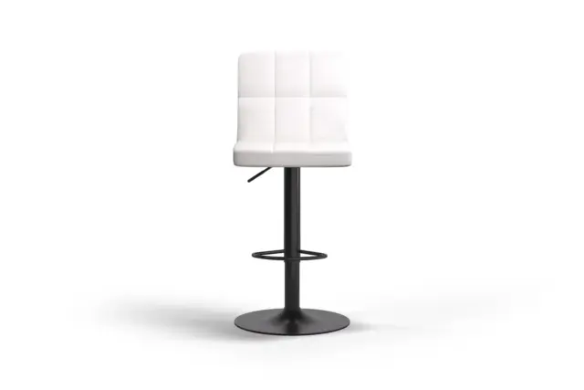 Barstool – White Vegan Leather and Black Base, Olivia
