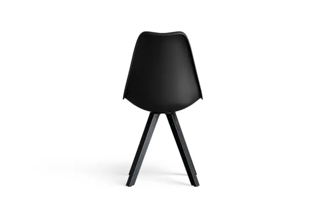 Modern Dining Chair – Black Vegan Leather And Black Metal Legs, Wayner