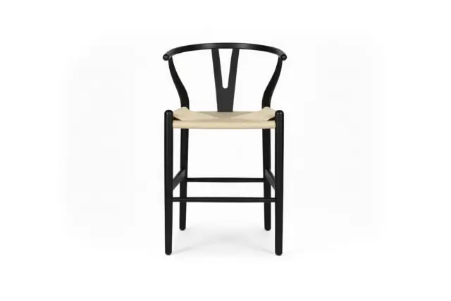 The Wish – Black with Natural Seat, Counter Stool