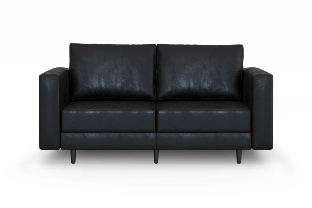 Briana – Black Vegan Leather, Two Seater Sofa