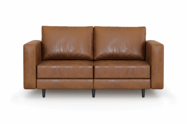 Briana – Brown Vegan Leather, Two Seater Sofa