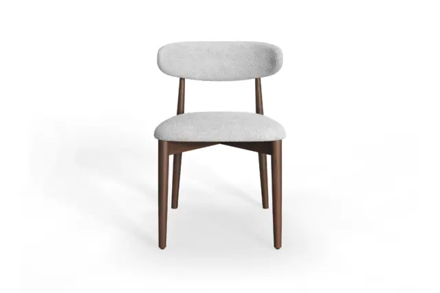 Leona Dining Chair – Walnut – Grey Boucle