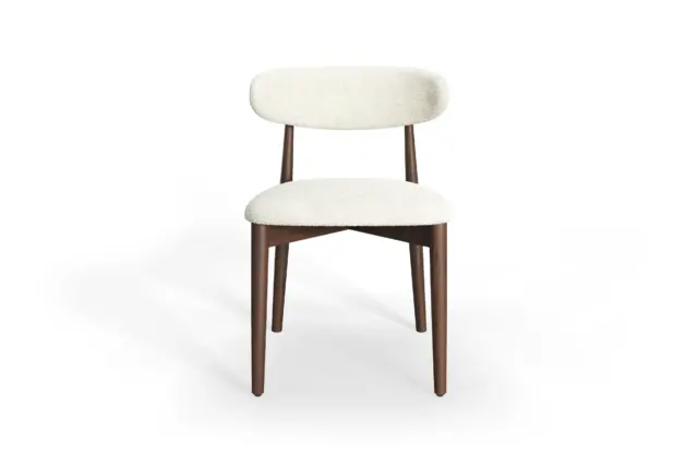 Leona Dining Chair – Walnut – White Boucle
